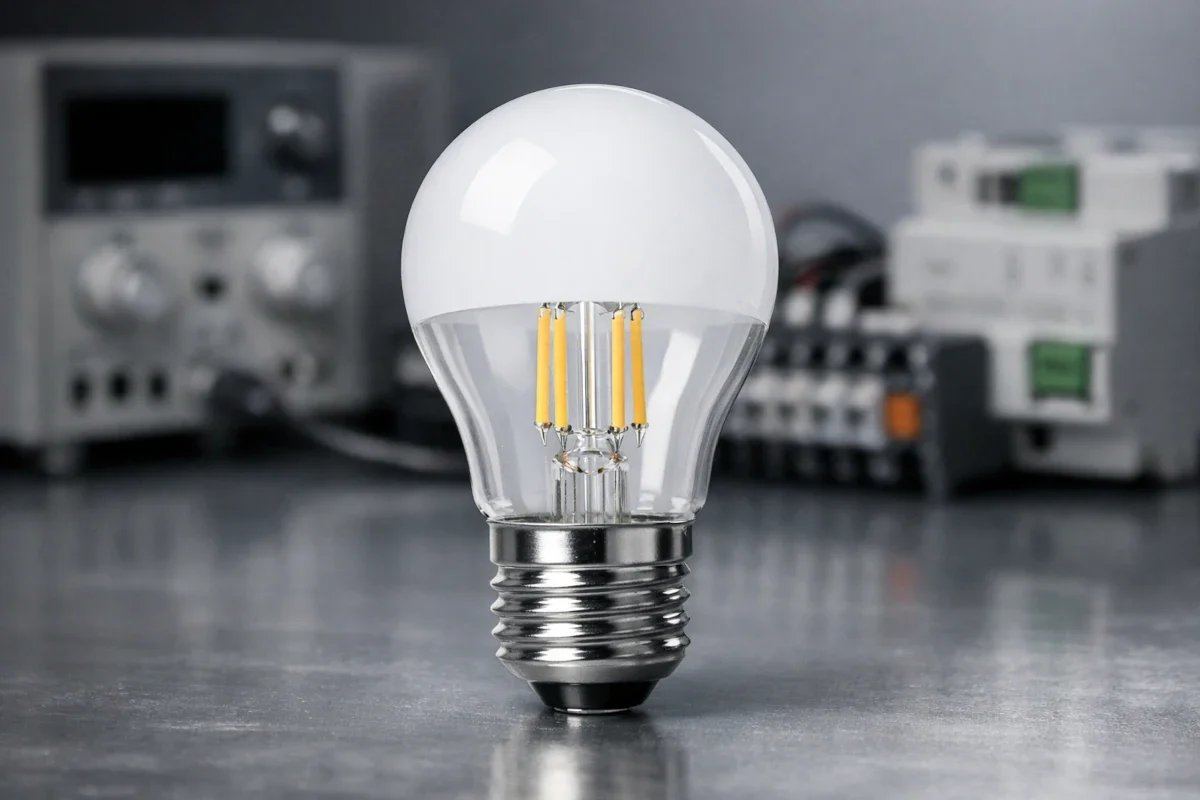LED AC/DC für Wechselspannung und Gleichspannung prüfen AC/DC LED-Leuchtmittel mit technischer Stromversorgung