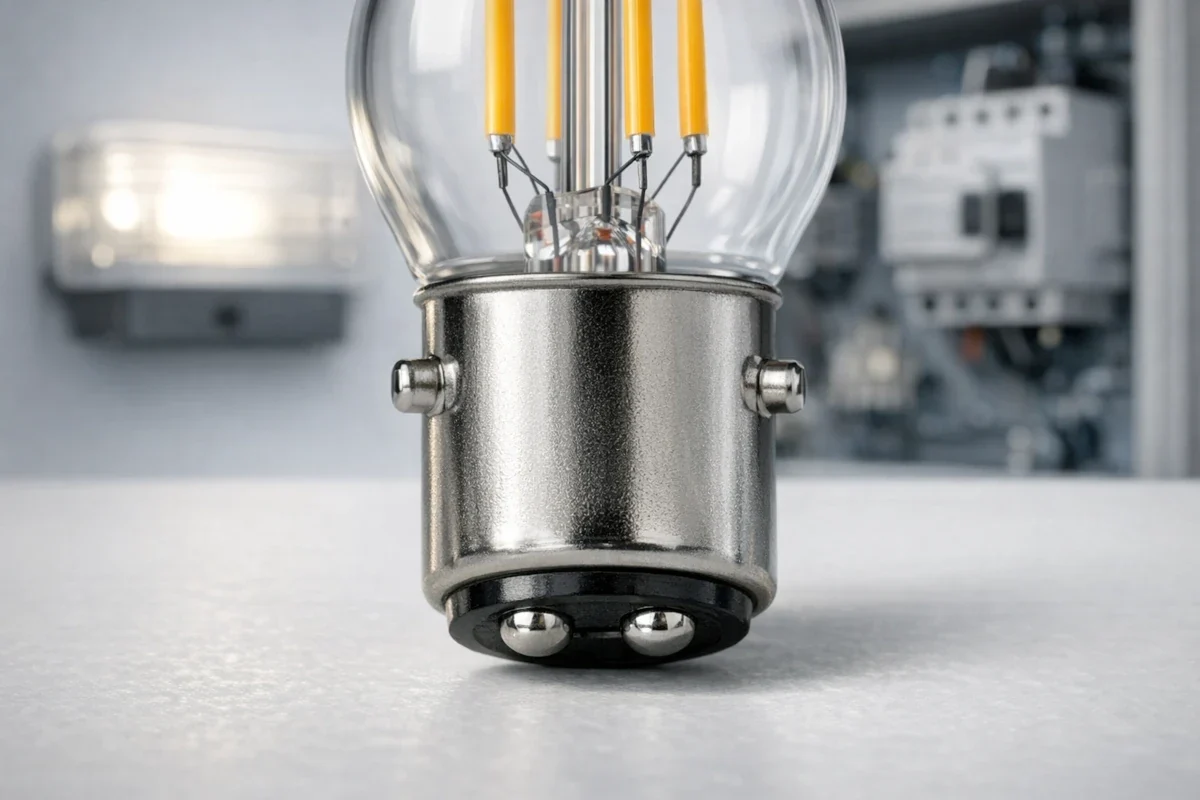 B15d Sockel für Notbeleuchtung – Bajonett LED mit AC/DC Freigabe B15d LED-Leuchtmittel mit 15 mm Bajonettsockel und Doppelkontakt für Notbeleuchtung